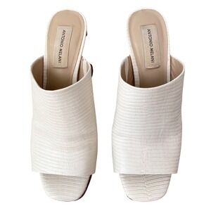 Antonio Melani Women Sarayyaa Platform Heels 8 White Embossed Leather Block Heel